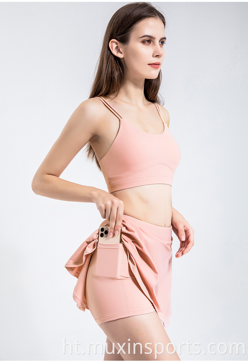 Light Pink Golf Skirts With Side Pocket